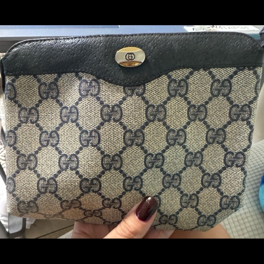 Gucci Blue and Gray small clutch makeup Bag